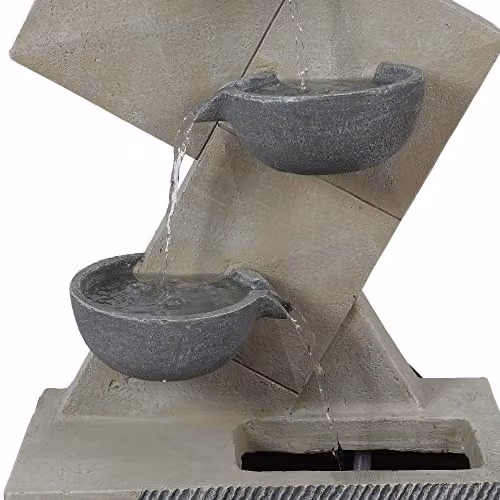 GardenKraft Four Bowls Cascading Water Feature, White Plastic and Stone, W/D/H: 99.5 x 42.5 x 23.5 cm – 4