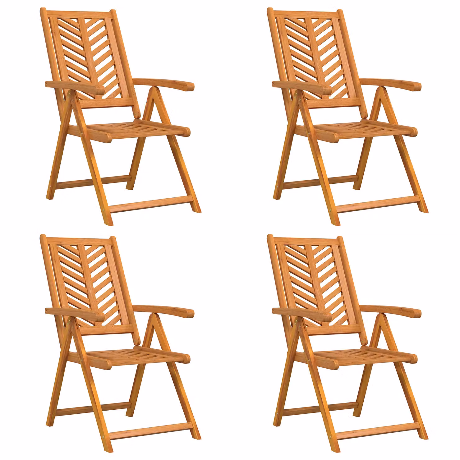 Berkfield Home Set of 4 Reclining Acacia Wood Garden Chairs in Brown – 2