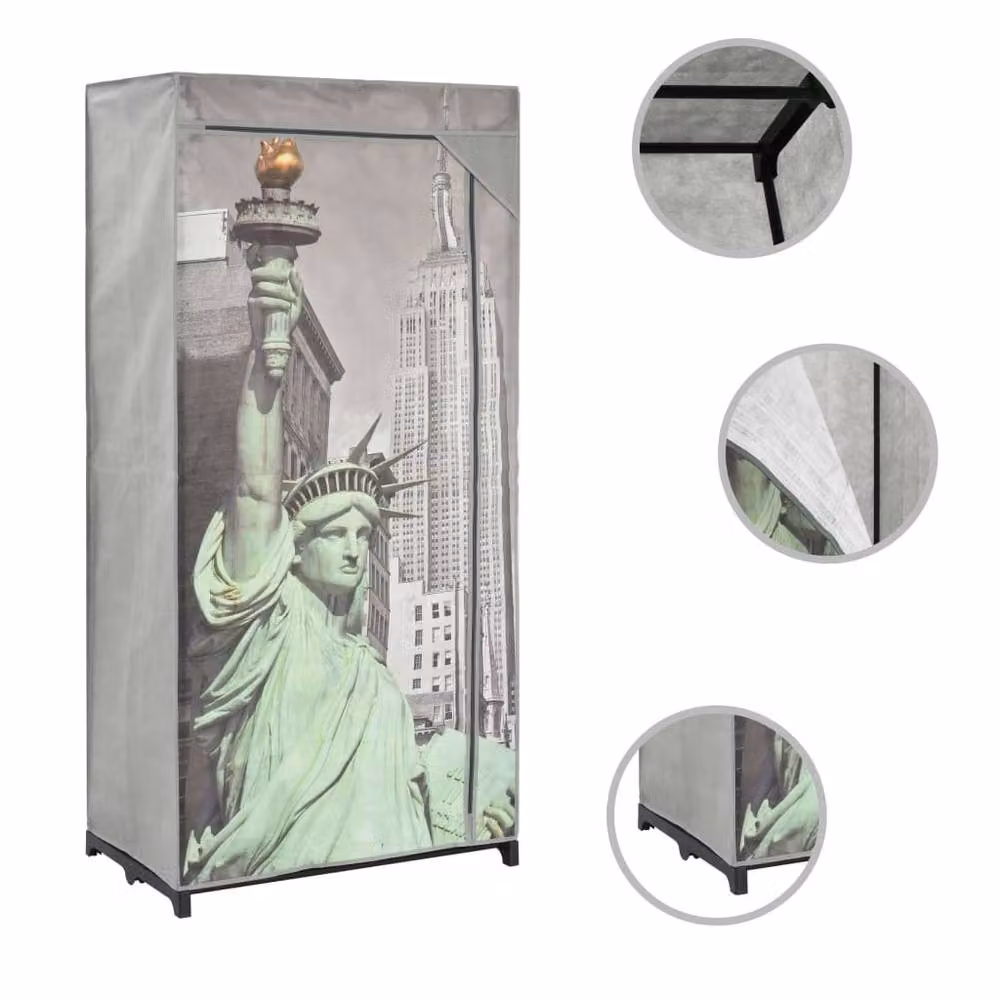 Berkfield Home New York Wardrobe in Grey, W/D/H: 75 x 45 x 160 cm – 2
