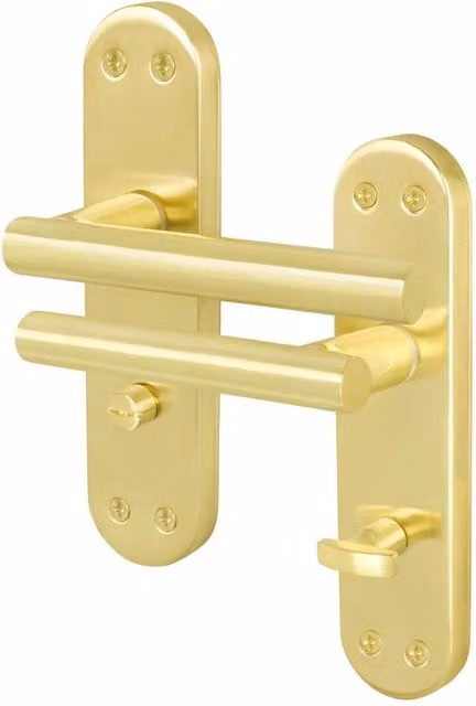 AFIT T-Bar Satin Brass Internal Bathroom Backplate Handles, Gold, 1 Pair