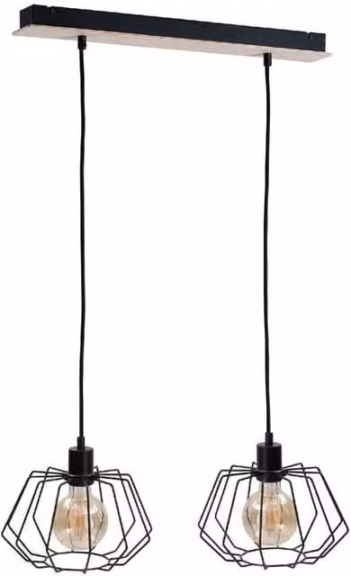 Netlighting Soho Bar Pendant Ceiling Light in Brown Wood with 2x E27 Sockets, 55 cm
