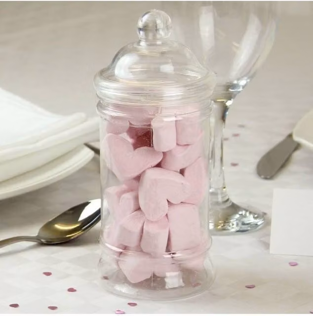 KDMD Mallow Hearts Candy Jar 2 Pack in Pink Glass