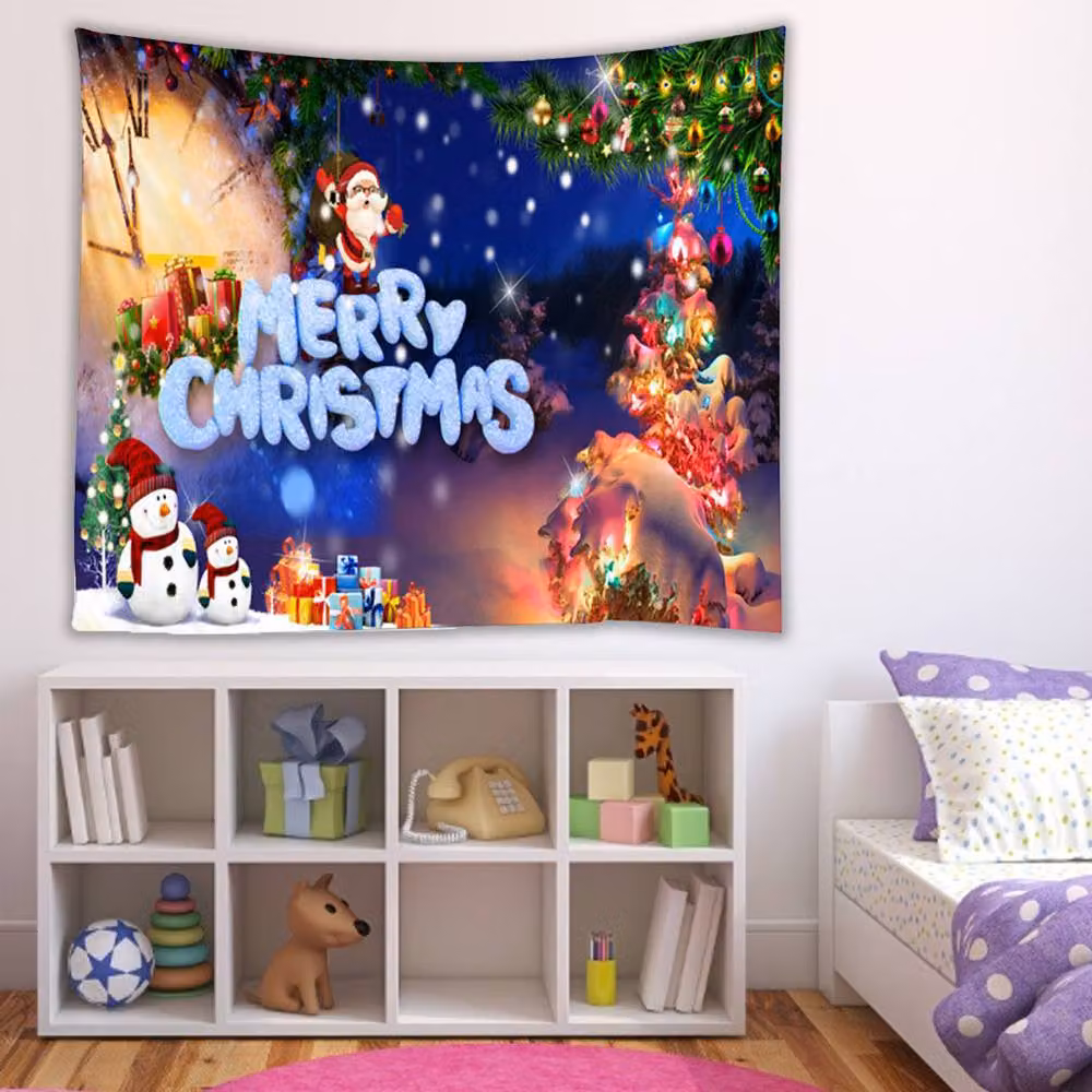 Living and Home Multicolour Christmas Decorative Textile Wall Hanging, W: 200 cm, H: 150 cm – 2