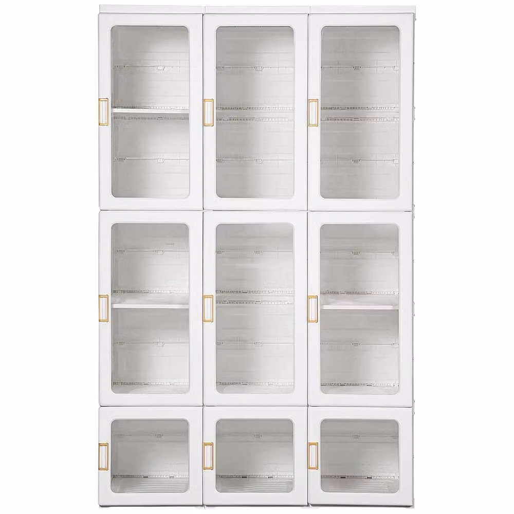 Wyld Haus Belavani White Wardrobe with Transparent Glass Doors and Hanging Rod, H 170 x W 104 x D 50 cm – 2