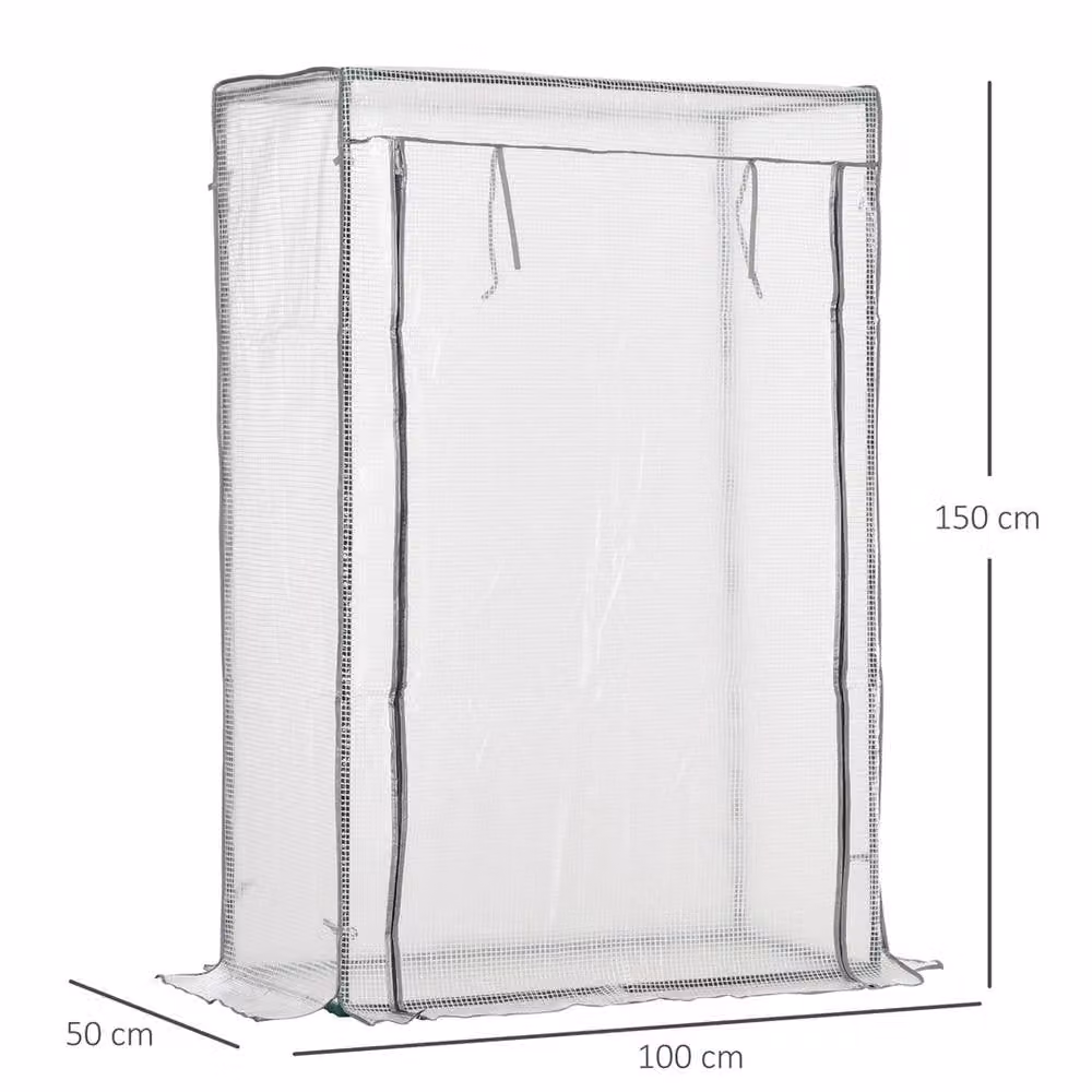 EONLION White Greenhouse with Steel and Plastic Frame, W/D/H: 100 x 50 x 150 cm – 2