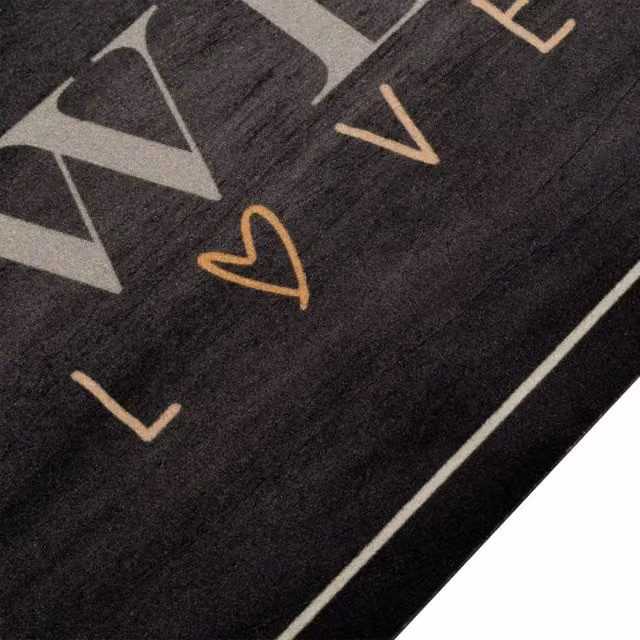 Berkfield Home Washable Coffee Text Kitchen Rug in Black Velvet, W: 60 cm, L: 300 cm