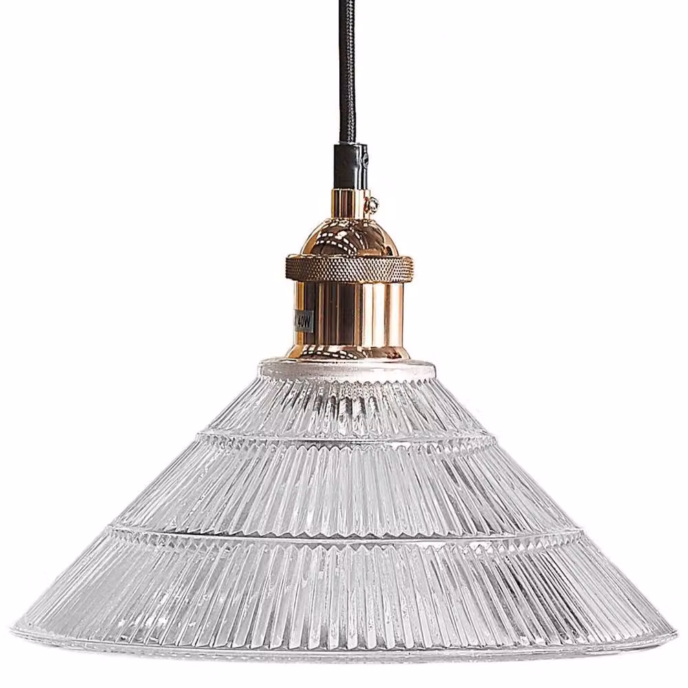 Wyld and Coco Fluted Glass Pendant Light in Copper and Transparent – 2