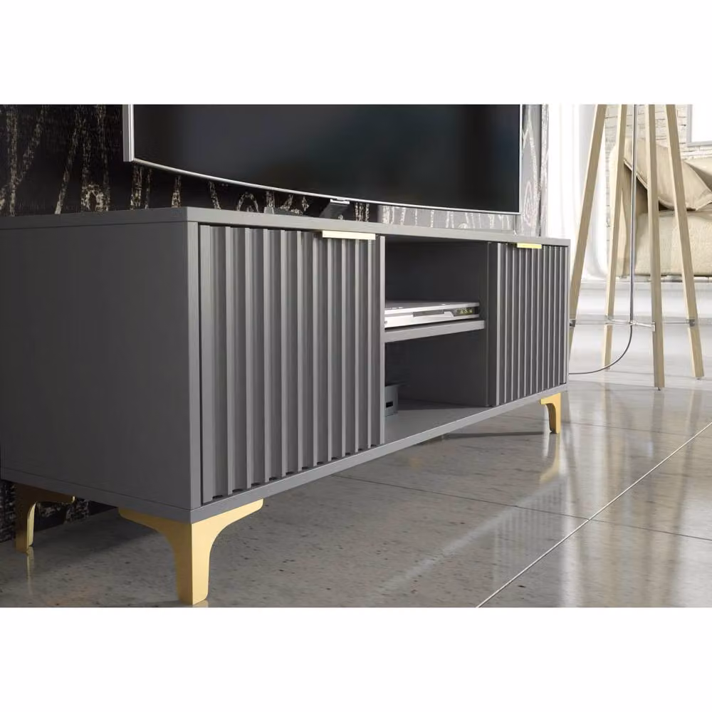 Mex Furniture LTD Tide Crest TV Unit in Dark Grey and Gold, W: 120 cm, D: 35 cm, H: 45 cm – 3