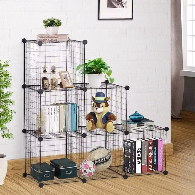 EONLION 6 Cube Metal Wire Rack in Black, Width: 100 cm – 1
