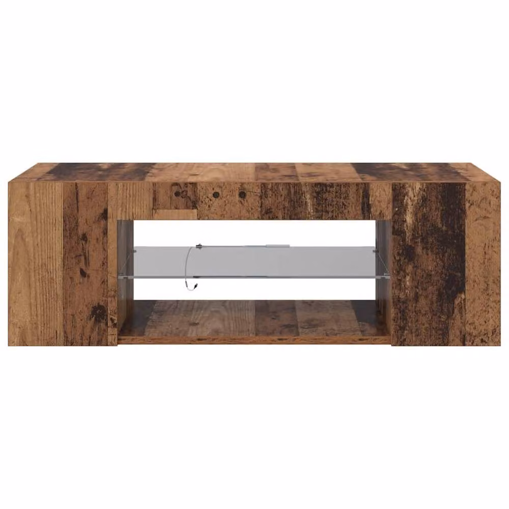 Berkfield Home Modern TV Cabinet with LED Lights in Old Wood Brown, W/D/H: 90 x 39 x 30 cm – 6