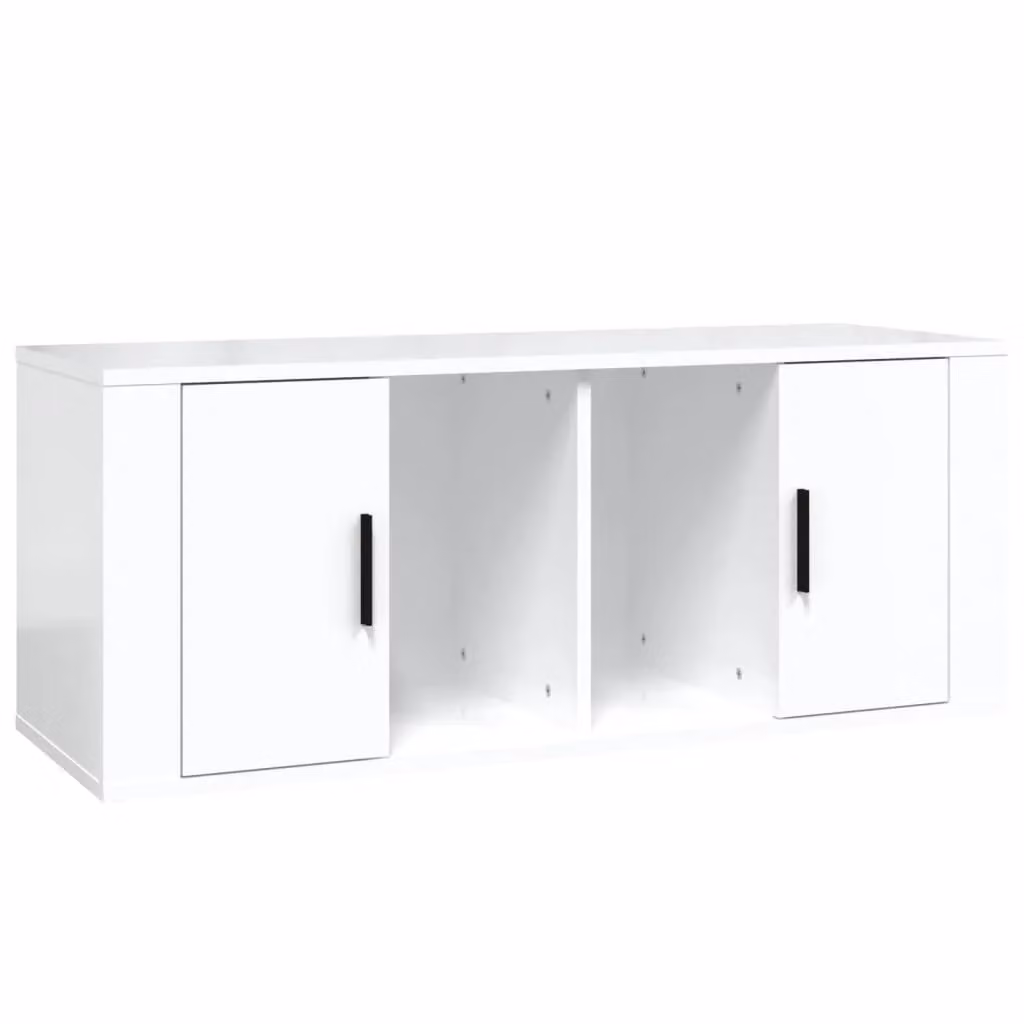 Berkfield Home Modern High Gloss White TV Cabinet in Engineered Wood, W/D/H: 100 x 35 x 40 cm – 2