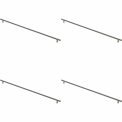 Loops 4 Pack Round T-Bar Cabinet Pull Handles in Brushed Silver, Fixing Centres: 608 mm, W/D/H: 66.8 x 1.2 x 60.8 cm