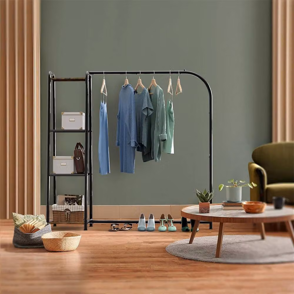 Hinsinc Heavy Duty Double Rail Garment Rack, Matt Black Metal Open Wardrobe Clothes Hanger, W/D/H: 120 x 41 x 160 cm – 7