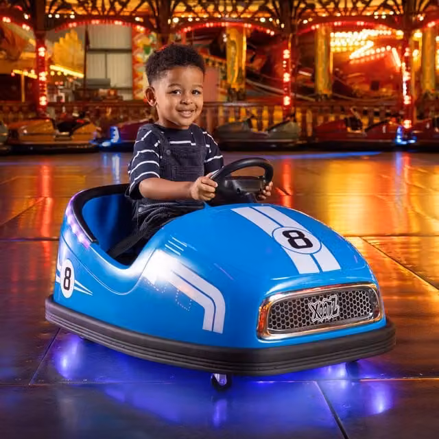 Xootz Big Bumper Car Kids Electric Ride-On with Light and Sound Effects, Blue