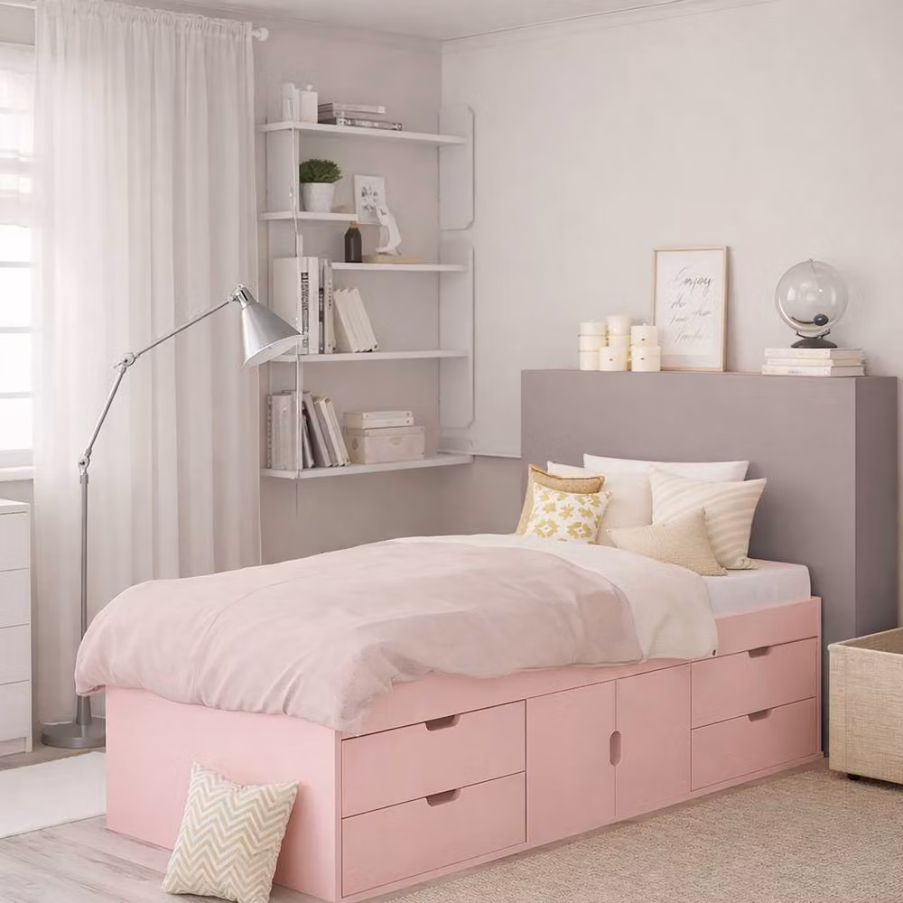 Kidsaw Mid-Height Cabin Bed Frame with Drawers, Pink, 90 x 190 cm – 2