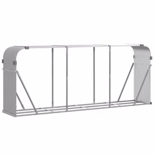 vidaXL Freestanding Log Holder in Grey Galvanised Steel, W/D/H: 234 x 45 x 100 cm – 1