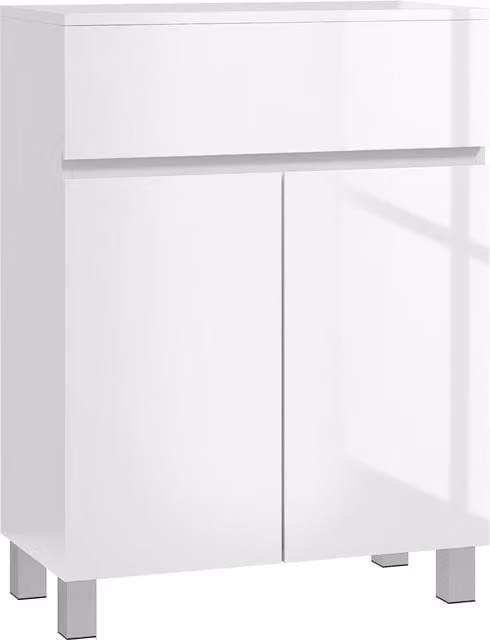 Kleankin Freestanding White Glossy Bathroom Cabinet with Internal Drawers and Shelves