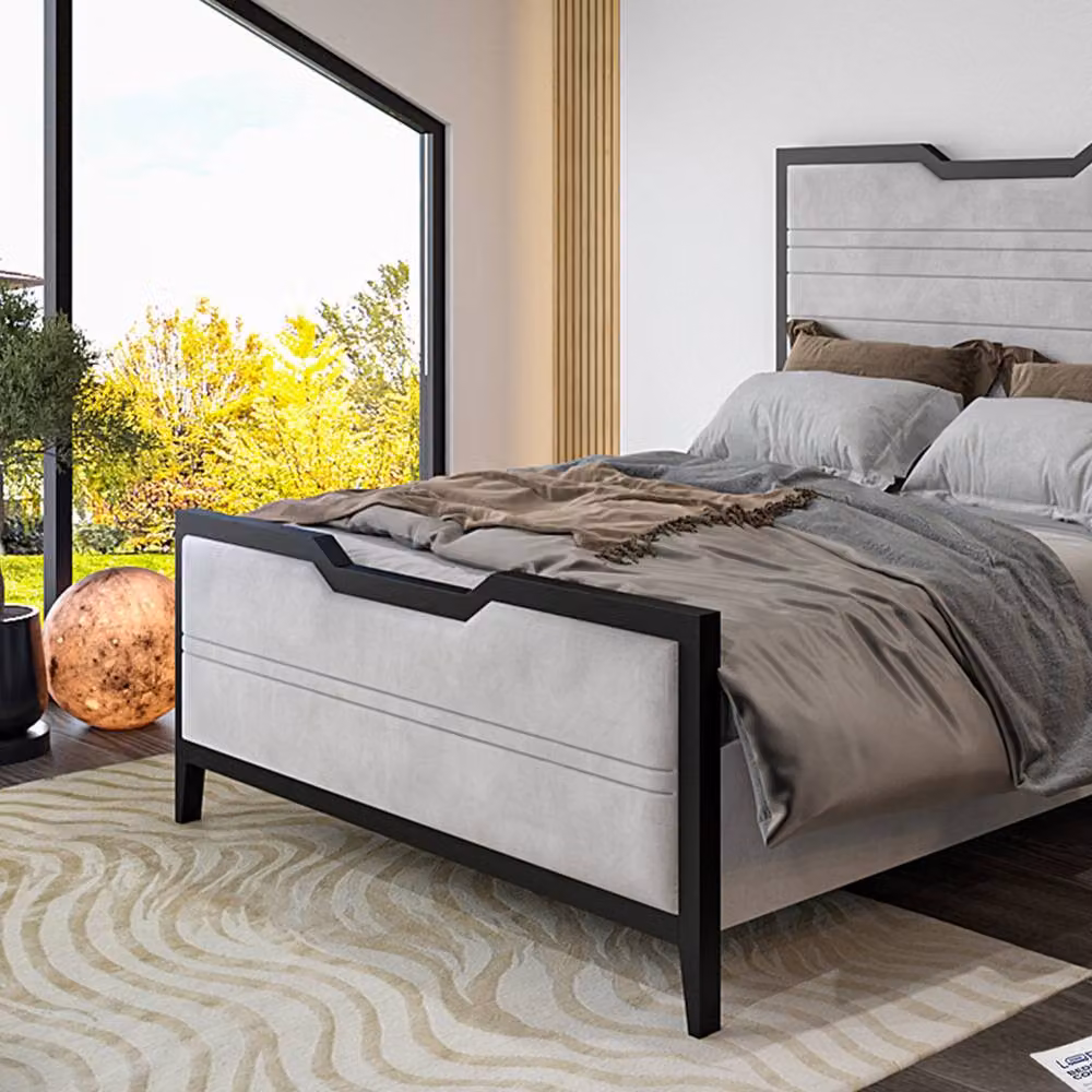 KDMD Cullompton Luxury Silver Metal and Fabric Small Double Bed Frame W: 120 cm, L: 200 cm – 4
