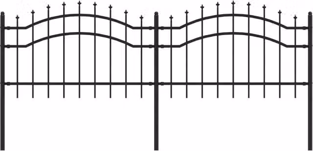 Berkfield Home Garden Fence with Spear Top in Black Powder-coated Steel, Height: 115 cm – 1