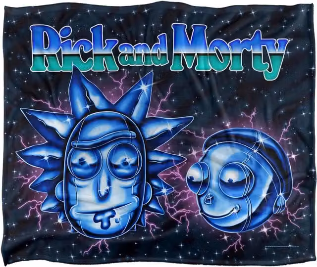Warner Brothers Rick & Morty Officially Licensed Silky Touch Super Soft Fluffy Throw Blanket, White and Multicolour, W: 152 cm, D: 127 cm