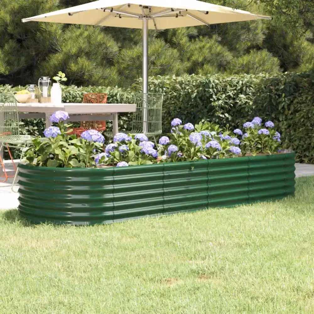 Berkfield Home Garden Green Powder-coated Steel Raised Bed W/D/H: 224 x 80 x 36 cm – 2