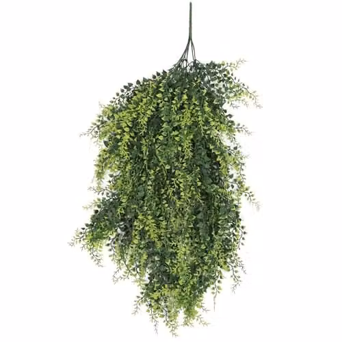 Green Leaf Hanging Artificial Foliage Plant, UV and Fire Resistant, 85cm