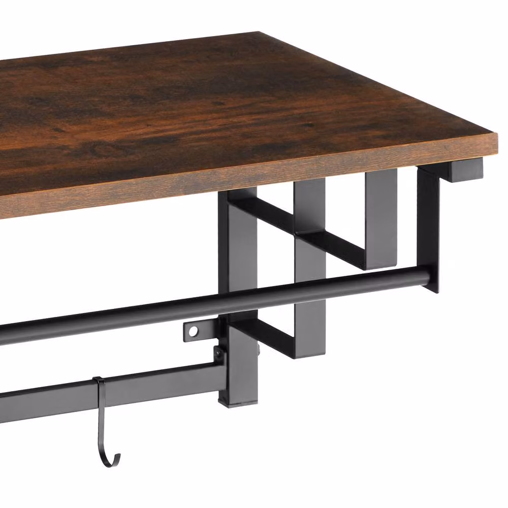 tectake Westwood Industrial Hall Tree with Bench and Dual Hook and Rail Matrix in Dark Brown and Black – 7