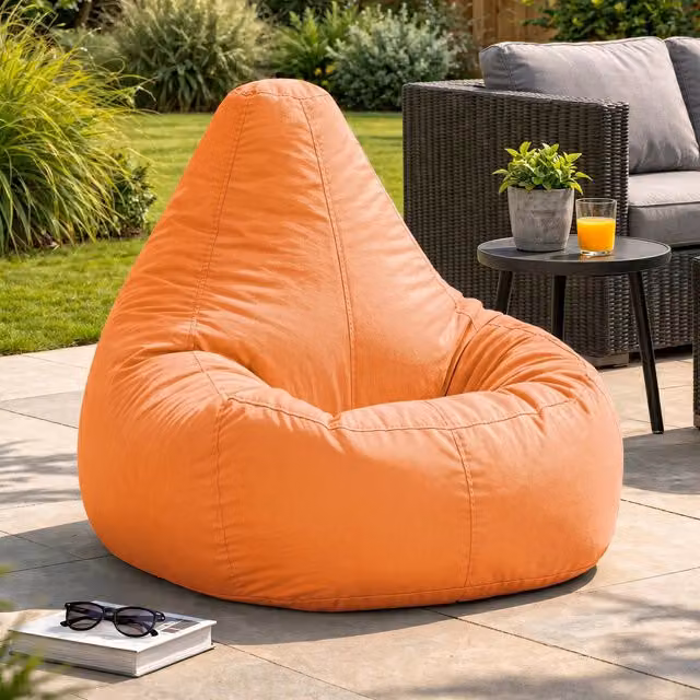 Icon Dalton High Back Adult Gaming Bean Bag Chair for Indoor and Outdoor Use, Orange