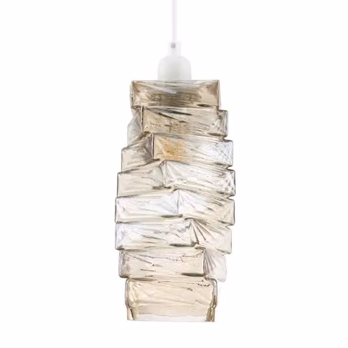 Happy Homewares Modern Gold Tinted Glass Rectangular Pendant Ceiling Light Shade W/D/H: 25 x 14 x 11 cm – 1
