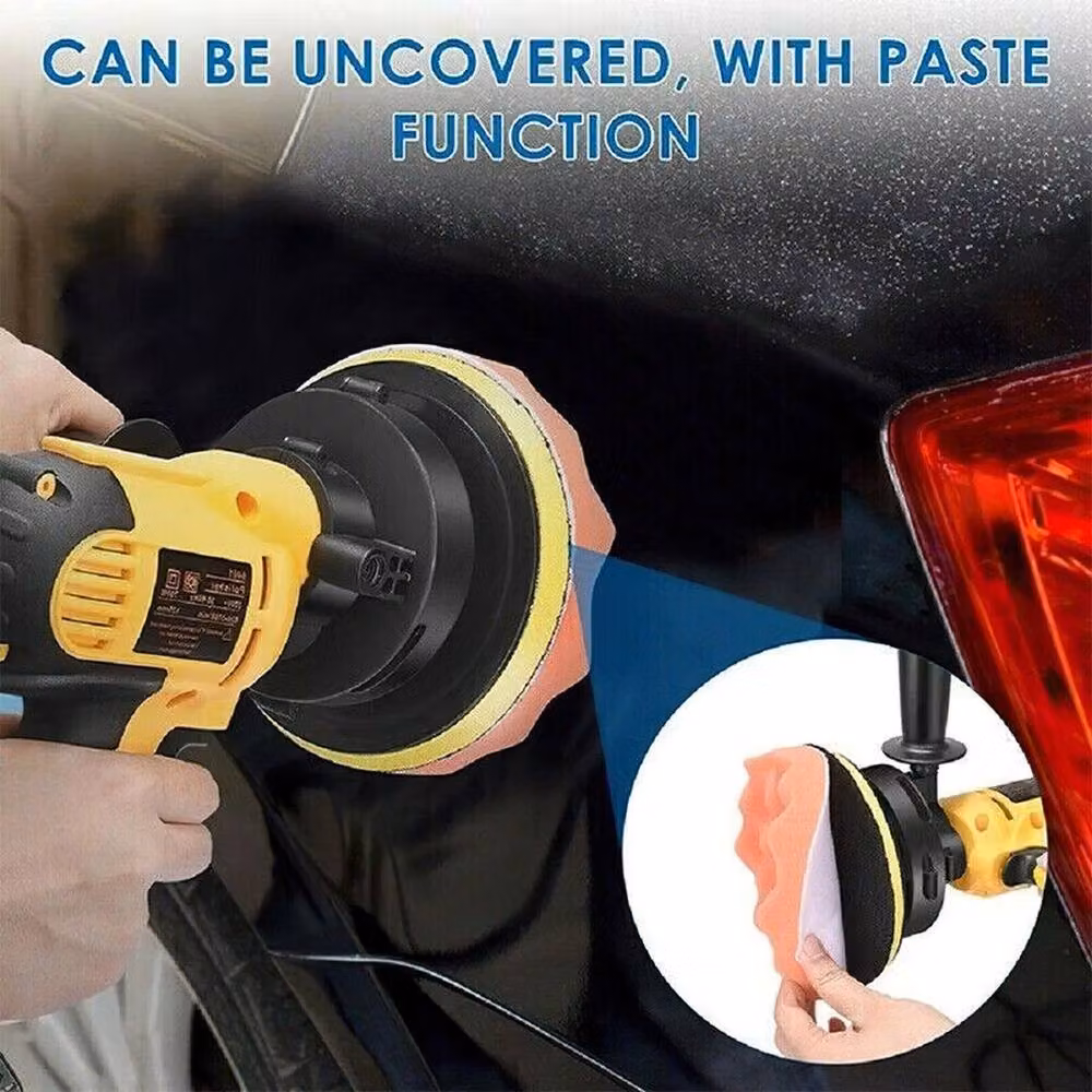 FLAVORA 5 inch Rotary Car Polisher Buffer Small Electric Polishing Machine in Yellow and Multicolour – 4