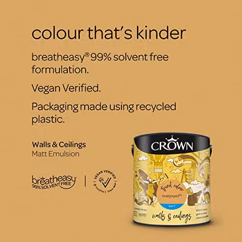 Crown Matt Emulsion Dispersion Paint in Pink and Yellow, 2.5l – 2