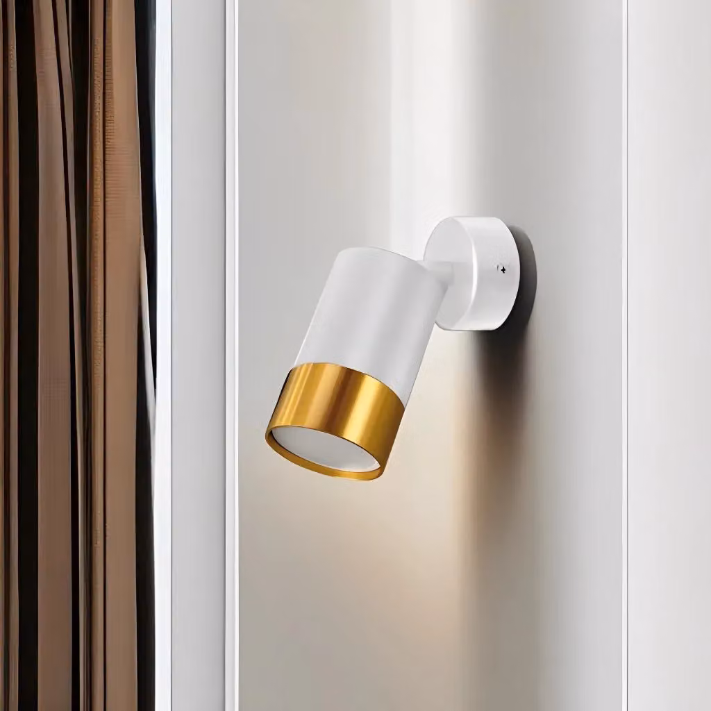 CGC Lighting Puzon Adjustable Single GU10 Spotlight Wall or Ceiling Light in White and Gold – 3