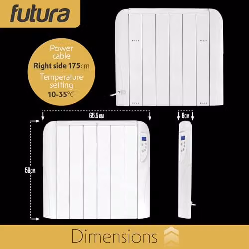Futura 1500W White Wall Mounted Convector Electric Panel Heater with Timer and Frost Protection – 5