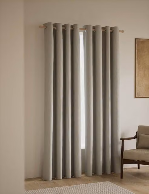 M&S Light Grey Thermal Insulating Opaque Eyelet Curtains