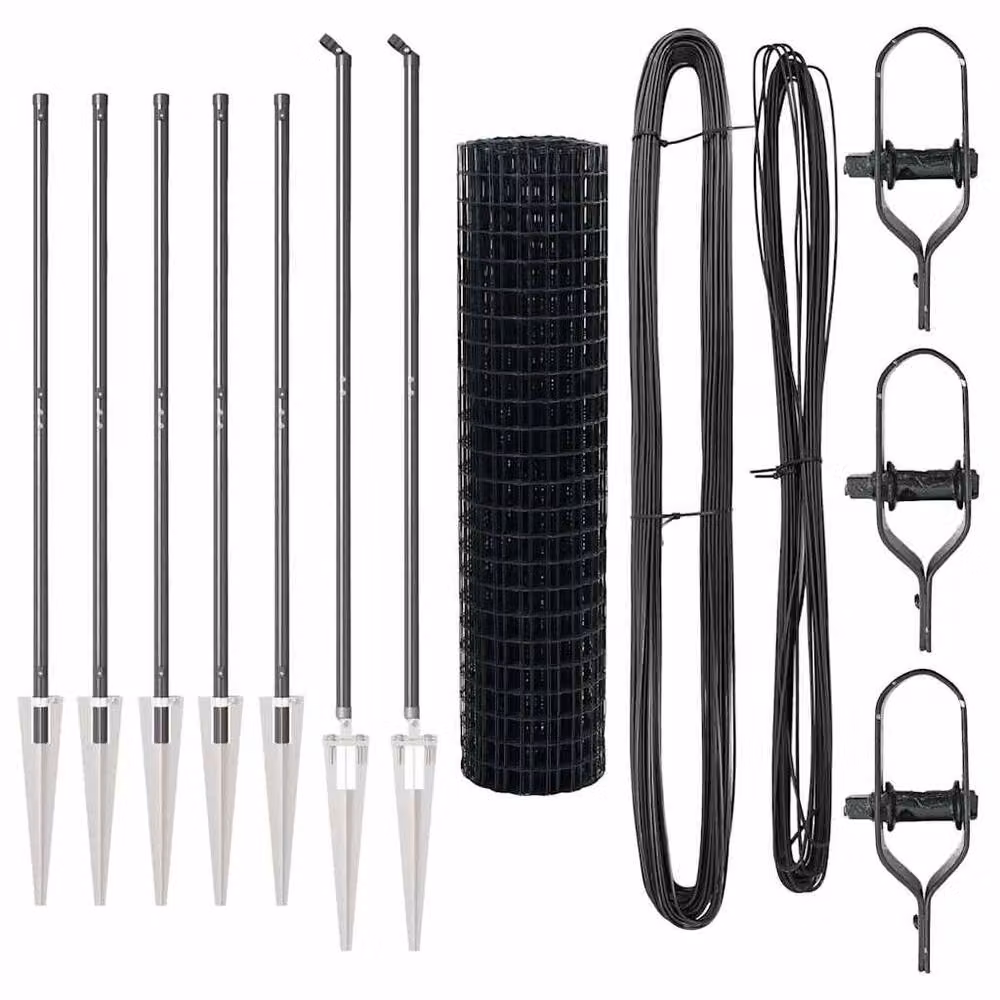 Berkfield Home Euro Fence with 7 Spike Posts, Grey Galvanised Steel, W: 10 m, H: 1.4 m – 3