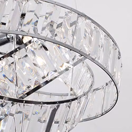 MiniSun Modern 3 Way Chrome and Transparent Acrylic Intertwined Ring Design LED Pendant Ceiling Light – 3