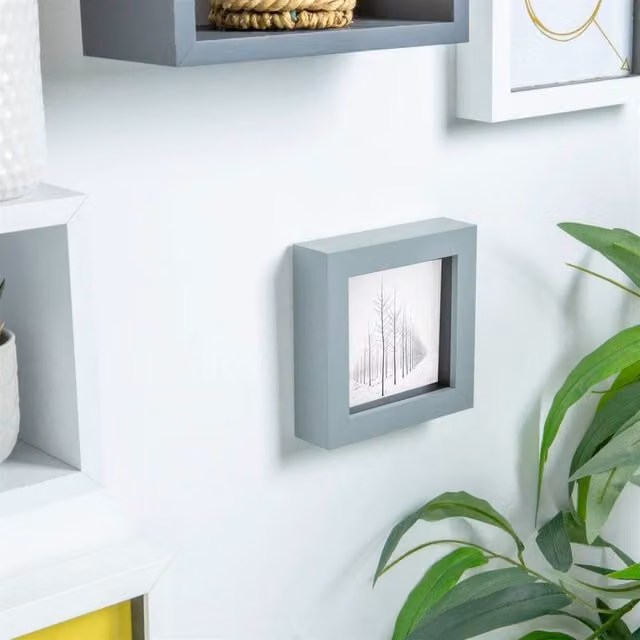 Havendro Set of 2 Grey 3D Box Shadow Photo Frames, Square, 10.16 x 10.16 cm