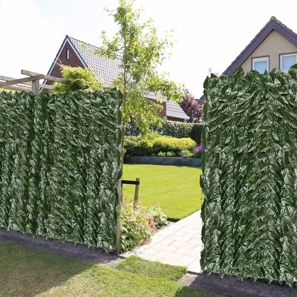 NESTLUNE Artificial Hedge Ivy Leaf Garden Fence Trellis, Green, W: 100 cm, H: 15 cm – 2