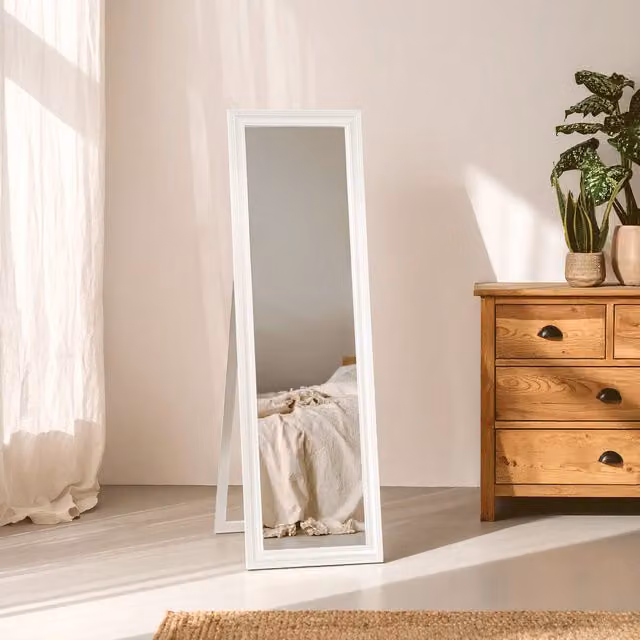 Orsina Full Length White Freestanding Floor Standing Mirror, H 145.0 x W 45.0 x D 5.0 cm – 2