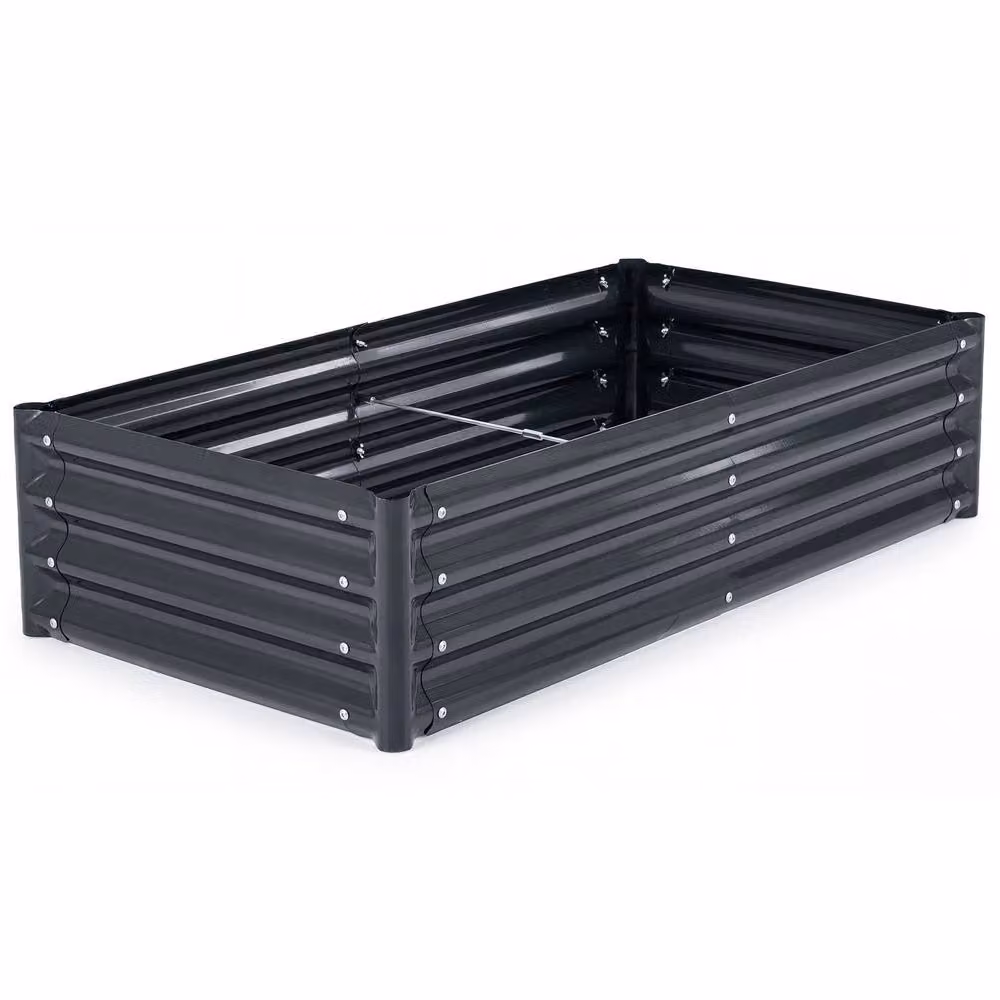 Costway Galvanised Steel Raised Garden Bed Metal Planter Box, Grey, W: 123 cm, D: 64 cm, H: 29 cm – 2