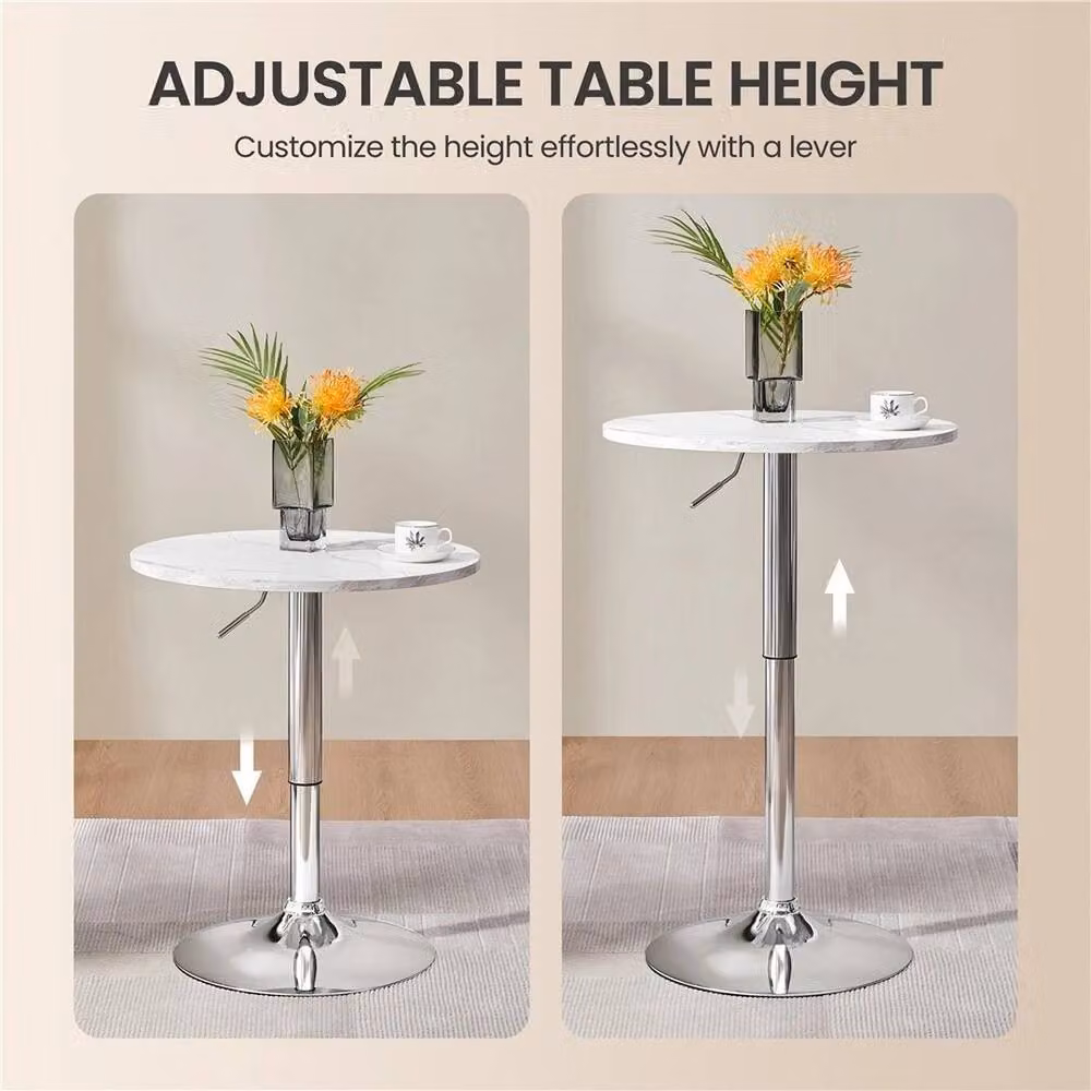 EONLION Modern Round Swivel Bar Table with White Marble Top – 2