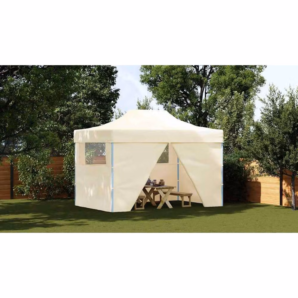 Berkfield Home Professional Folding Party Tent with 4 Sidewalls, Steel and PVC, Beige, W: 4 m, D: 3 m – 3