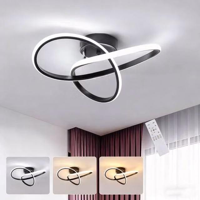 COMELY Modern Dimmable LED Ceiling Light, 36W, Black