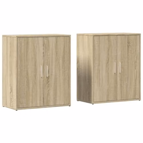 vidaXL Set of 2 Modern Sideboards in Sonoma Oak, W/D/H: 60 x 31 x 70 cm