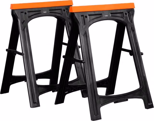 VonHaus Twin Pack of Black Foldable Saw Horses