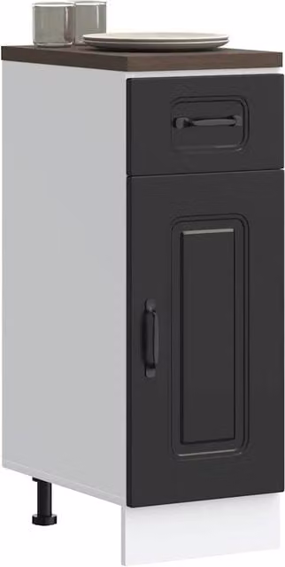 Berkfield Home Kalmar Black Kitchen Base Cabinet with Hinged Doors and Internal Shelves