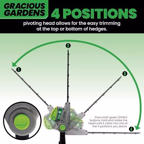 Gracious Gardens 550W Electric Long Reach Reciprocating Hedge Trimmer with 45cm Blade in Grey and Green – 5