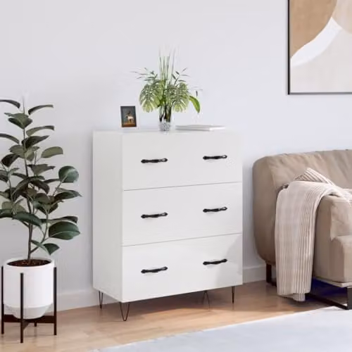 vidaXL High Gloss White Sideboard in Engineered Wood W/D/H: 69.5 x 34 x 90 cm – 2