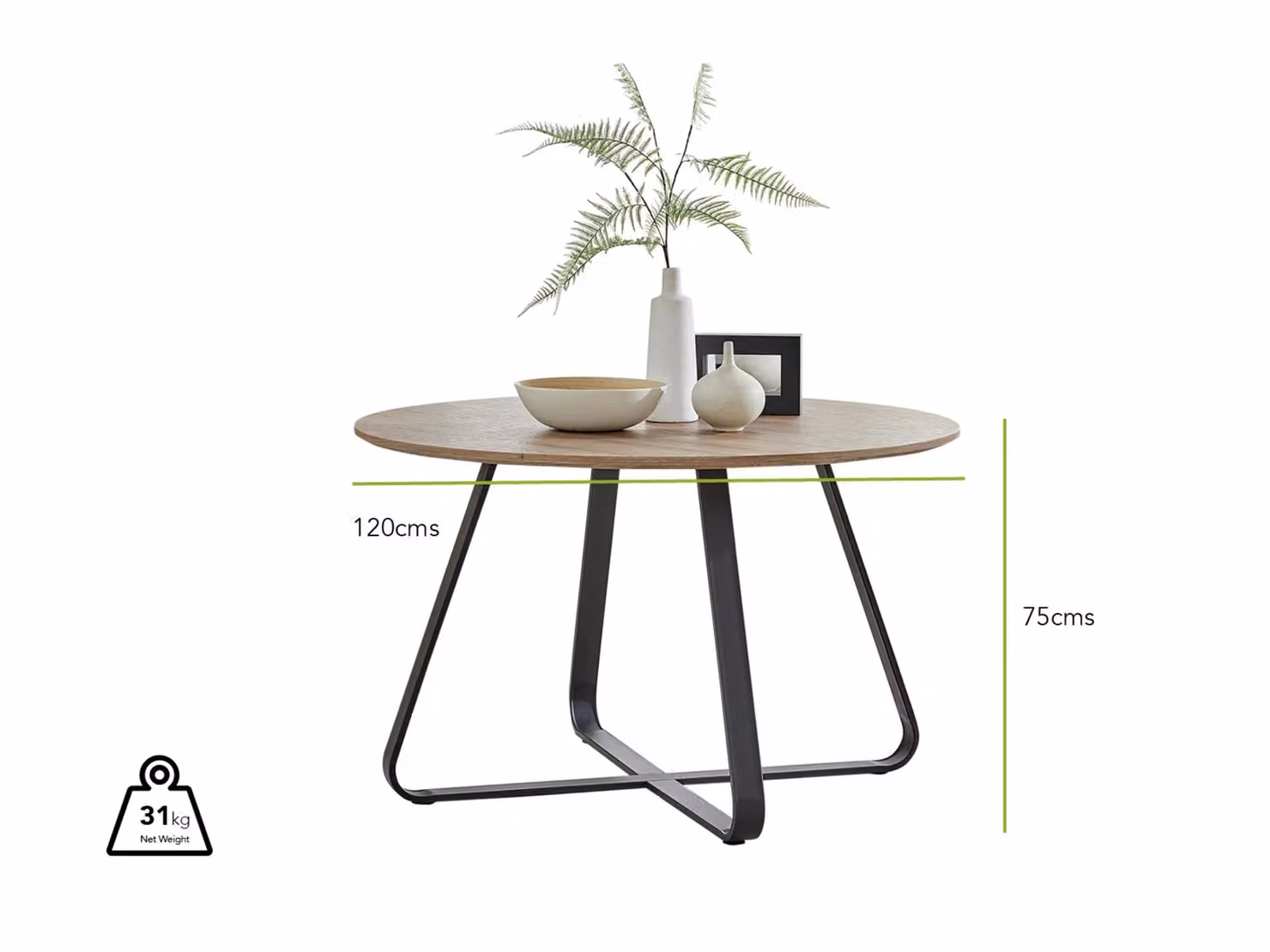 FurnitureboxUK Santorini Brown Round Dining Table and Pesaro Green Chairs with Silver Legs, Diameter: 120 cm, Height: 75 cm – 3