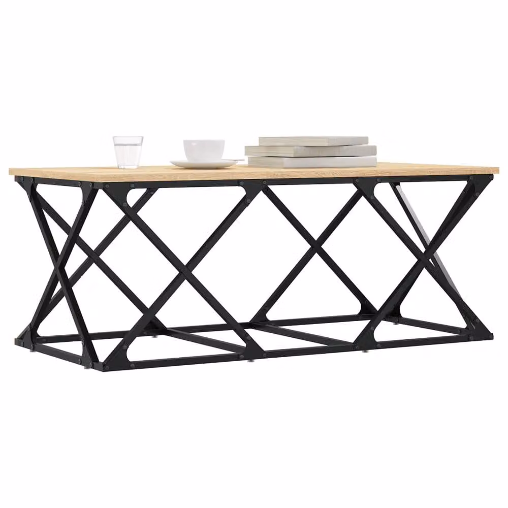 Berkfield Home Sonoma Oak Coffee Table in Brown, W/D/H: 100 x 49 x 40 cm – 3